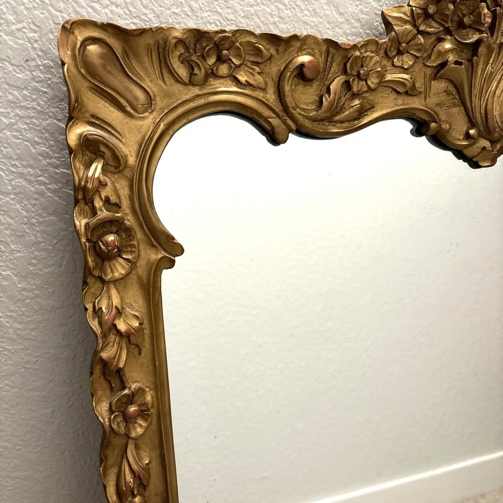 Antique Carved Wood Regency Rococo Style Gold Wall‎ Mirror 23 x 32